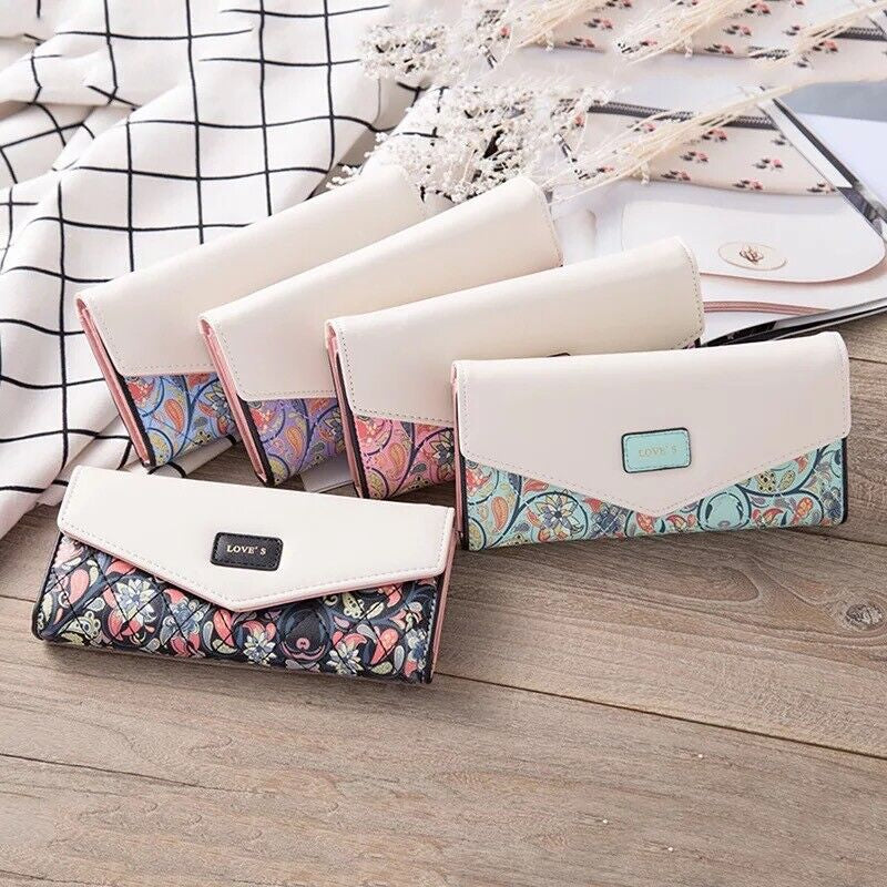 Fashion Women Leather Envelope Clutch Wallet Long Card Holder Purse Bag Handbag